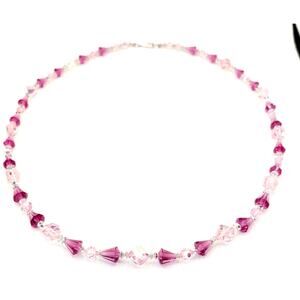 Vintage Vendome 1950a Pink Crystal Necklace | Signed Mid-Century Glam Jewelry